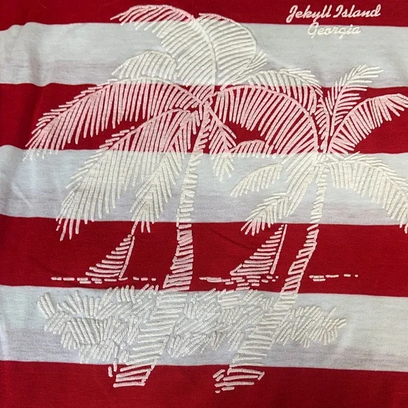 Vintage Strawberry Inc Jekyll Island Georgia Palm Tree Stripe T-Shirt Large - Picture 4 of 7